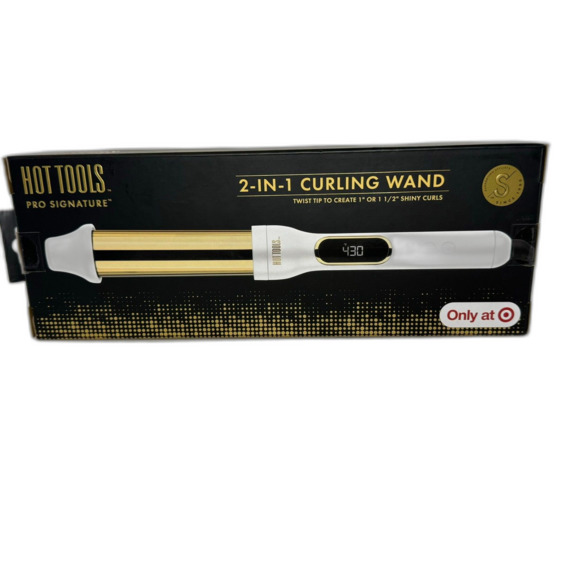 Hot Tools Pro Signature 2-in-1 Curling Wand - Gold/White - 1" or 1-1/2" - Picture 1 of 6